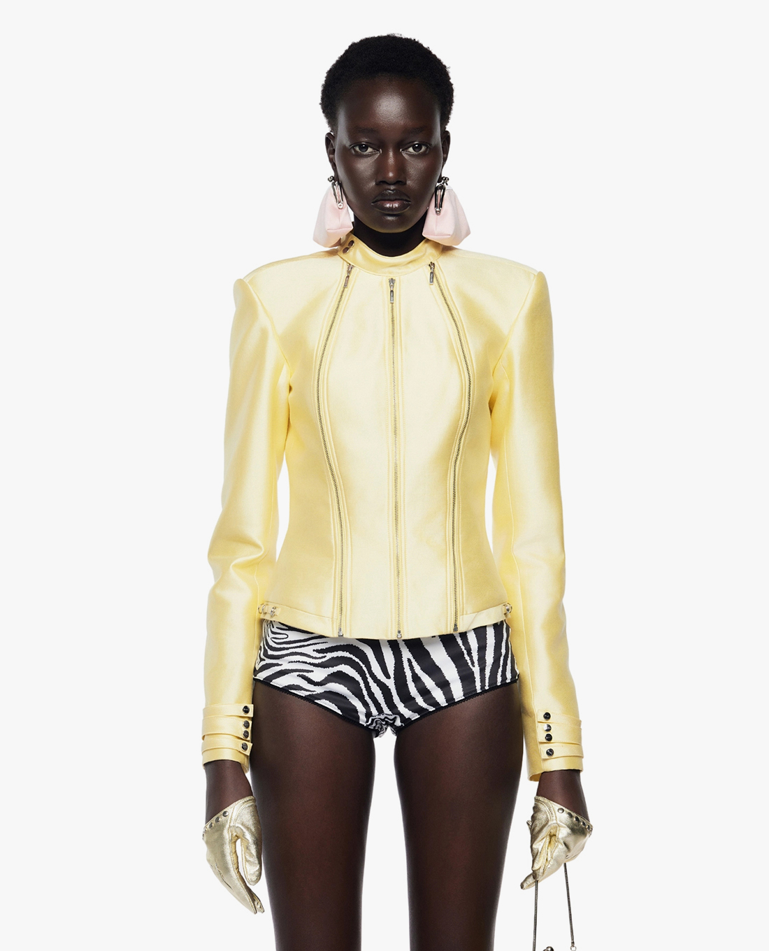 FANCì CLUB - Áo khoác croptop nữ cổ cao tay dài khóa zip Solar