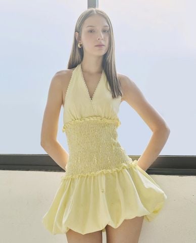  DEZUS - Đầm mini cổ yếm dáng phồng Curious 