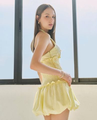  DEZUS - Đầm mini cổ yếm dáng phồng Curious 