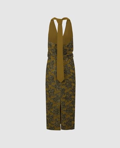  URBAN REVIVO - Đầm maxi cổ yếm đính sequin 