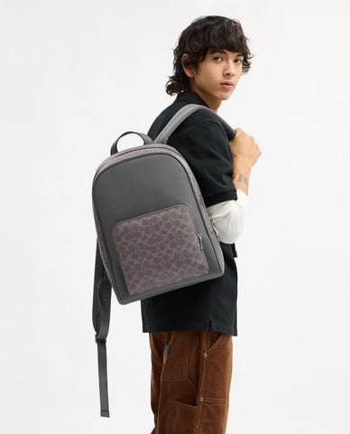  COACH - Balo nam phom chữ nhật Wade In Signature Canvas 