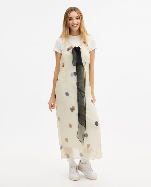  COACH - Đầm midi cổ tròn tay ngắn Printed Organza 