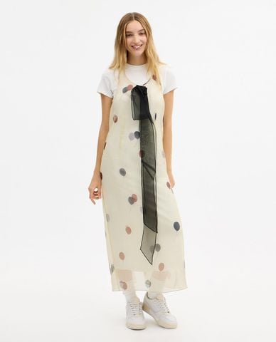  COACH - Đầm midi cổ tròn tay ngắn Printed Organza 