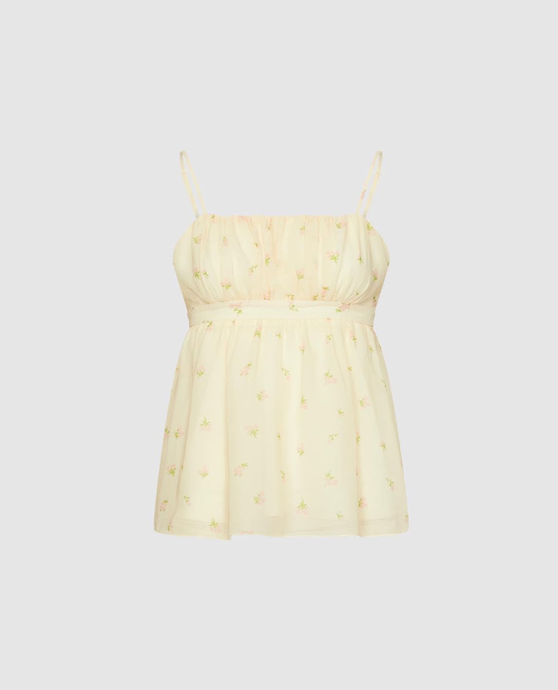 URBAN REVIVO - Áo hai dây nữ họa tiết hoa nhí dáng xoè