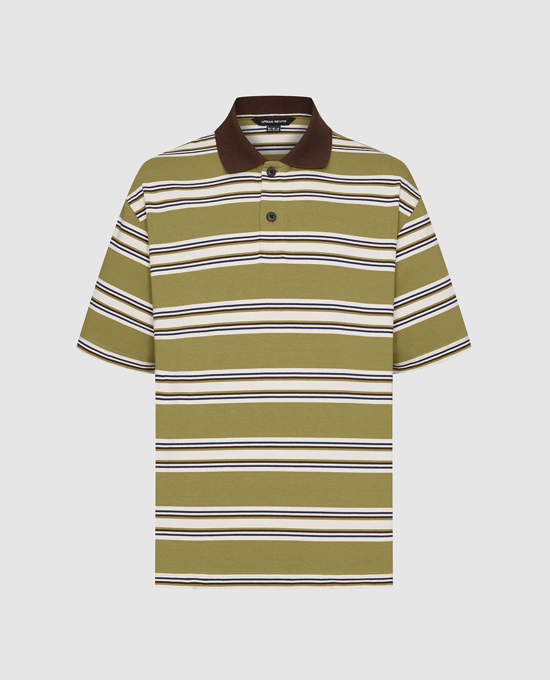 URBAN REVIVO - Áo polo nam cổ bẻ tay ngắn kẻ sọc