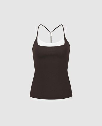  URBAN REVIVO - Áo hai dây nữ phối layer 2 In 1 