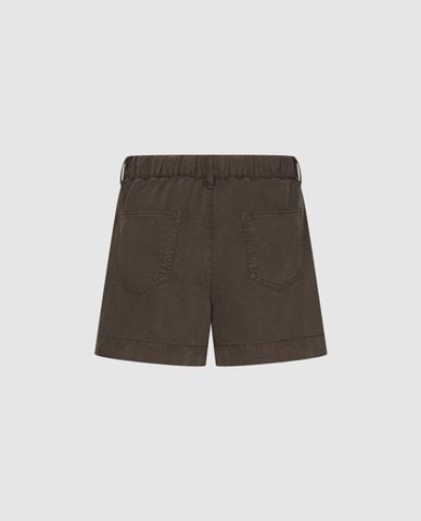  URBAN REVIVO - Quần short jeans nữ ống rộng phối dây rút 