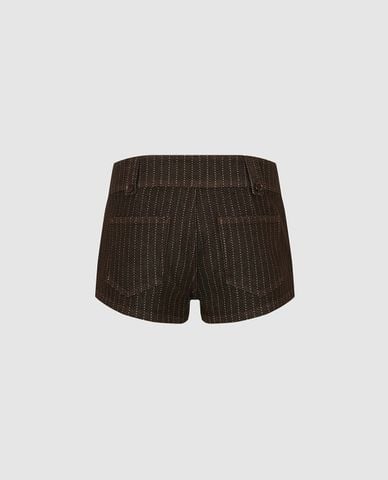  URBAN REVIVO - Quần short ngắn nữ cạp cao kẻ sọc 