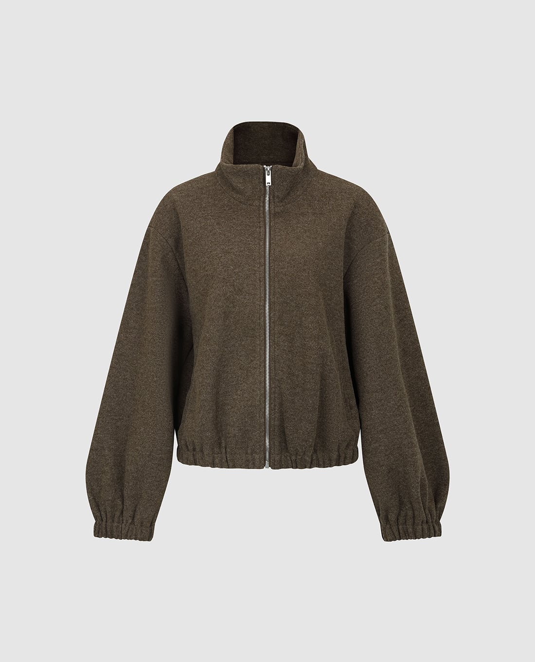 URBAN REVIVO - Áo khoác bomber nữ cổ trụ khóa kéo