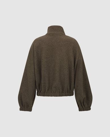  URBAN REVIVO - Áo khoác bomber nữ cổ trụ khóa kéo 