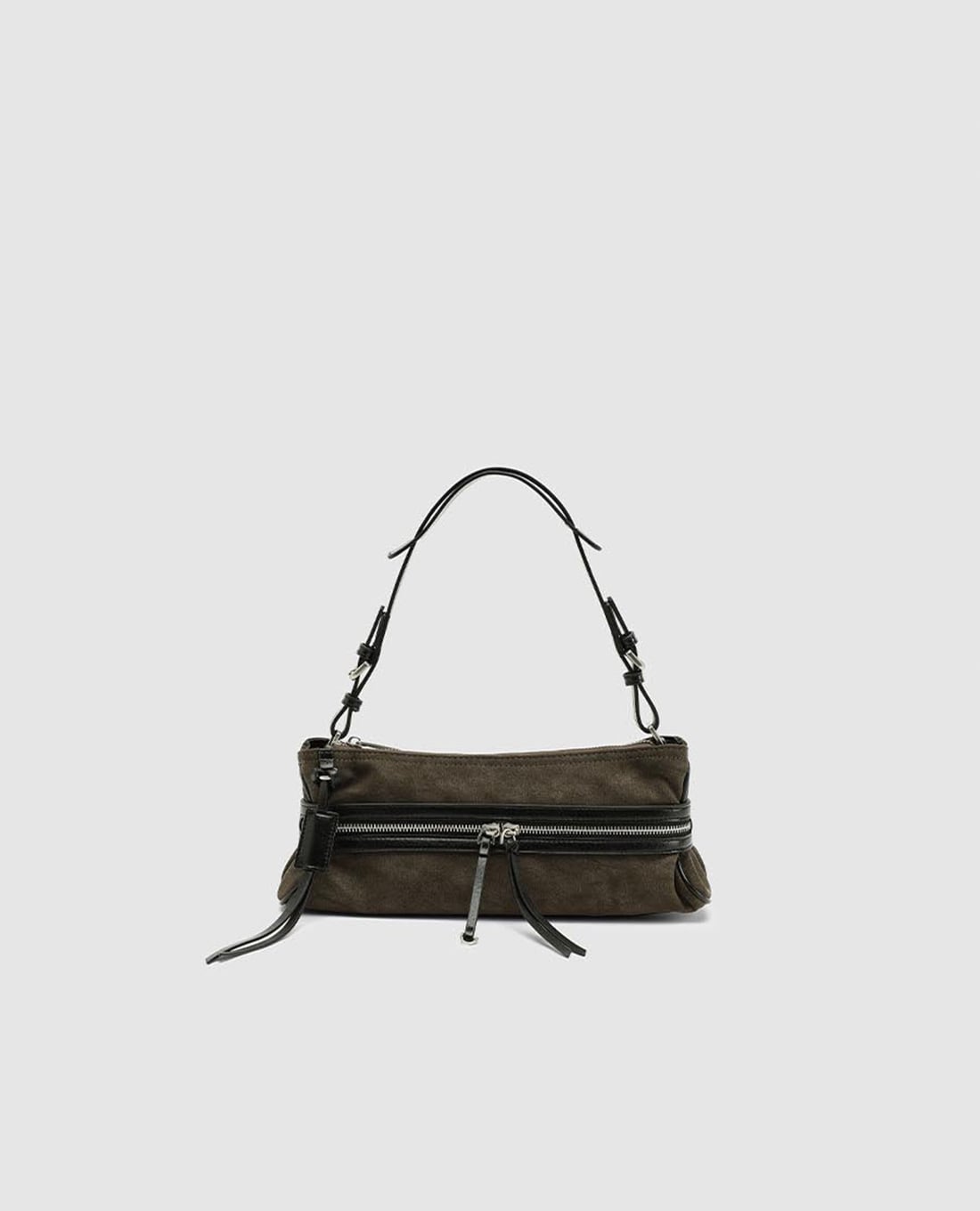 URBAN REVIVO - Túi đeo vai nữ phom chữ nhật phối khóa zip