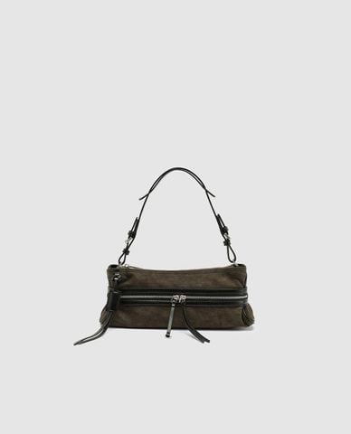  URBAN REVIVO - Túi đeo vai nữ phom chữ nhật phối khóa zip 