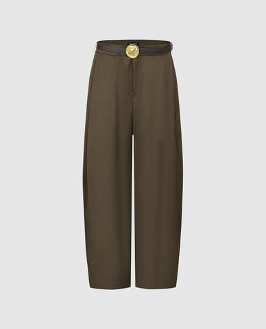  URBAN REVIVO - Quần nữ ống rộng phối thắt lưng thanh lịch 