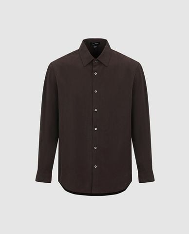  URBAN REVIVO - Áo sơ mi nam cổ bẻ tay dài tối giản 