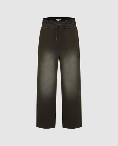  URBAN REVIVO - Quần jeans nam ống rộng wash bạc 
