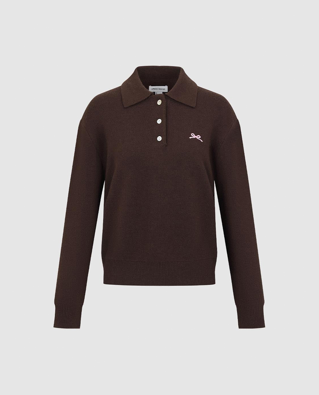 URBAN REVIVO - Áo dệt kim nữ cổ bẻ tay dài thanh lịch