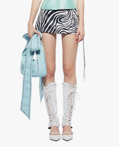  FANCì CLUB - Chân váy mini cạp trễ đính đá Aviva 