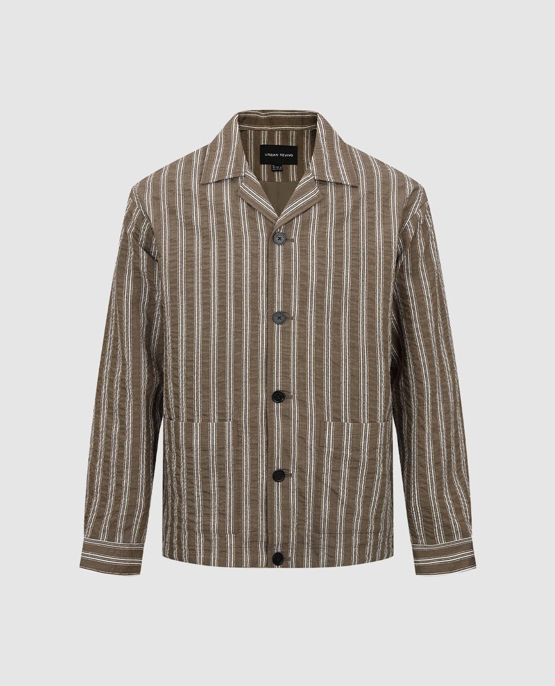 URBAN REVIVO - Áo khoác sơ mi nam tay dài kẻ sọc