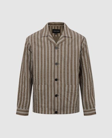  URBAN REVIVO - Áo khoác sơ mi nam tay dài kẻ sọc 