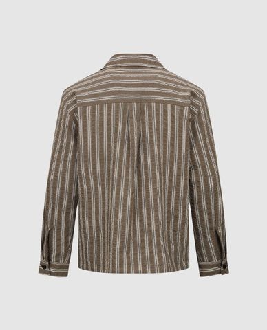  URBAN REVIVO - Áo khoác sơ mi nam tay dài kẻ sọc 