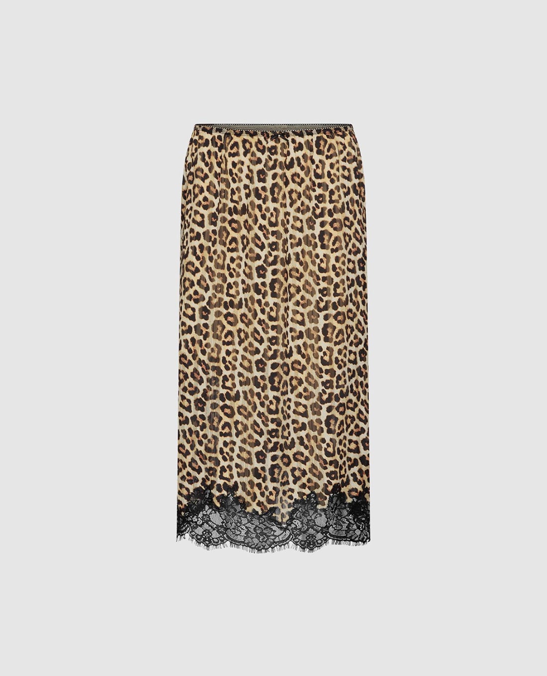 URBAN REVIVO - Chân váy phom suông midi phối viền ren