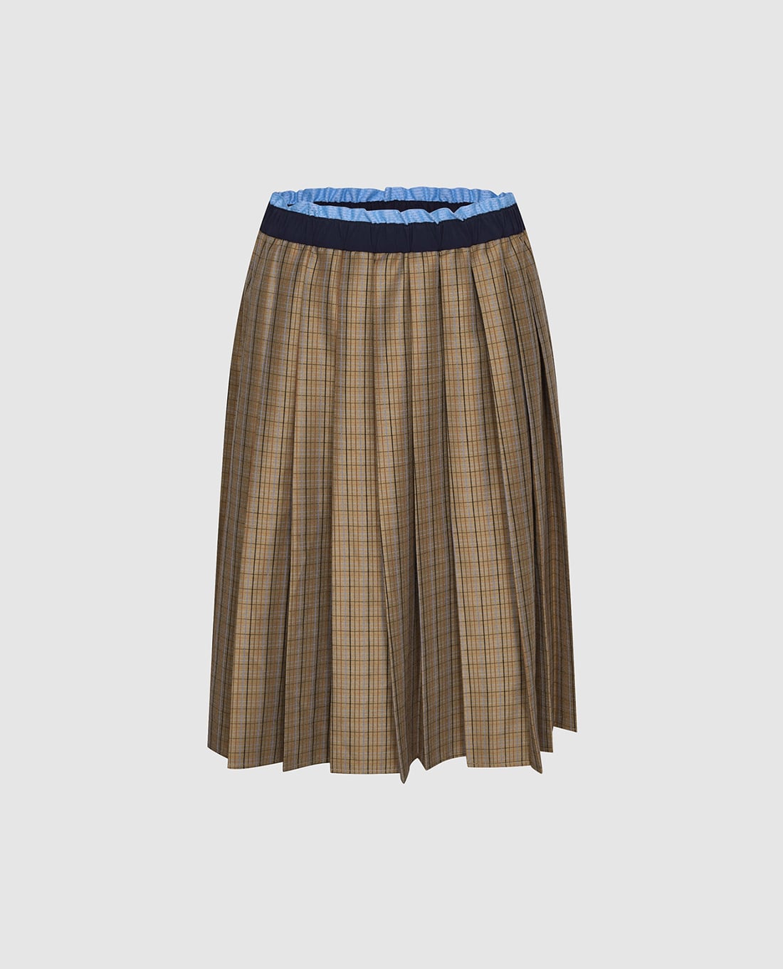 URBAN REVIVO - Chân váy xếp li midi sọc caro