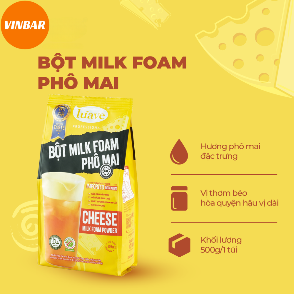 BỘT MILK FOAM PHÔ MAI 500 GRAM - LÚAVE (20 GÓI/THÙNG)