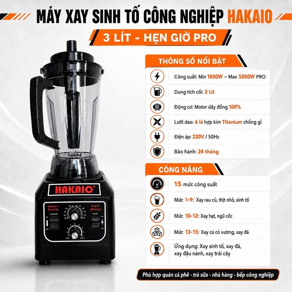 MÁY XAY SINH TỐ CÔNG NGHIỆP HAKAIO CÔNG SUẤT 1800W