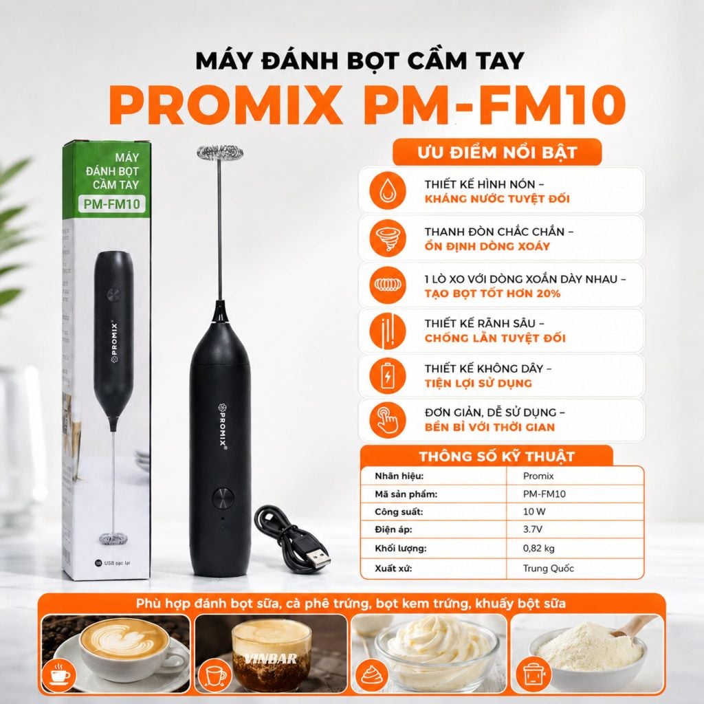 MÁY ĐÁNH BỌT SẠC ĐIỆN PROMIX PM-FM10