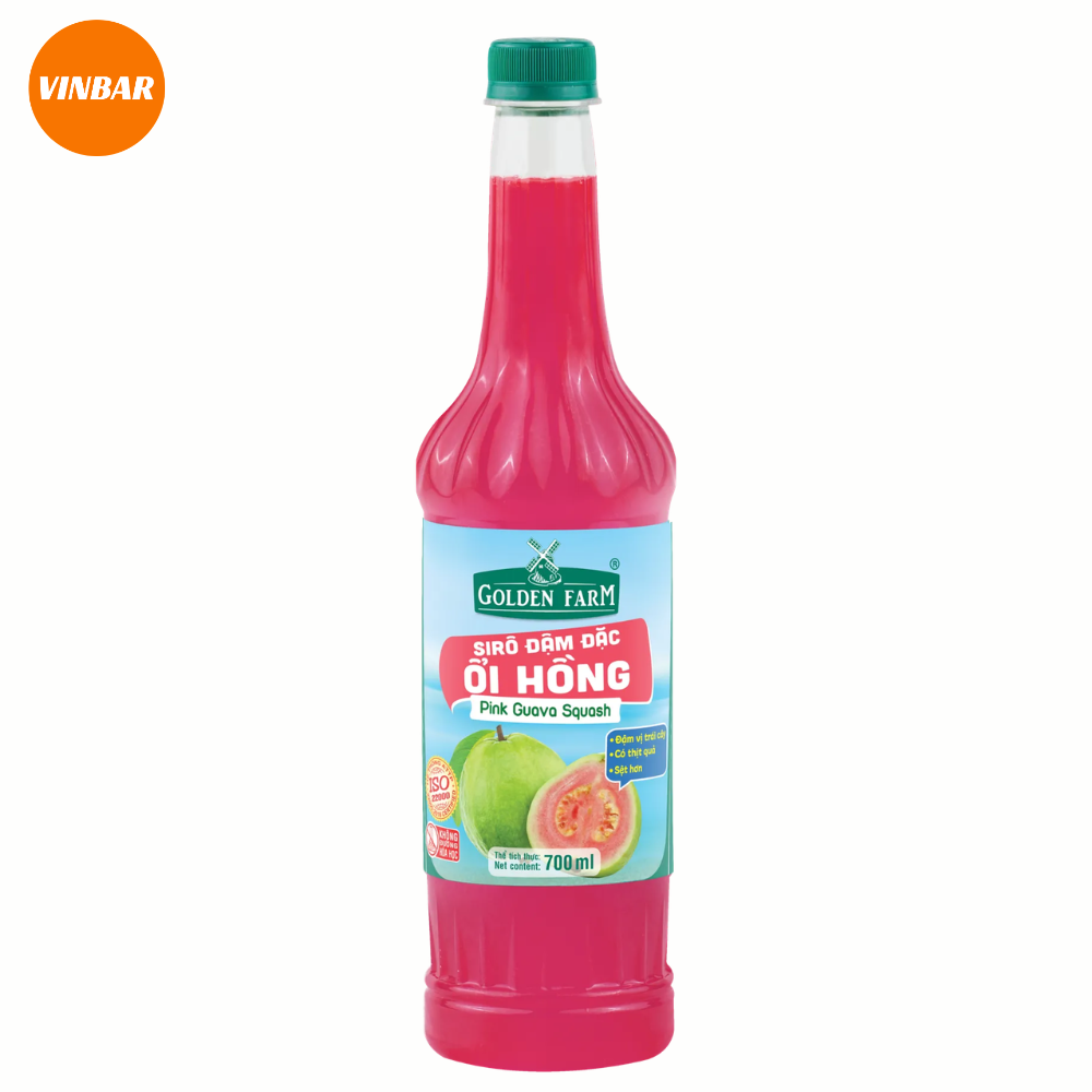SIRO ỔI HỒNG ĐẬM ĐẶC GOLDEN FARM 700ML (12 CHAI/THÙNG)