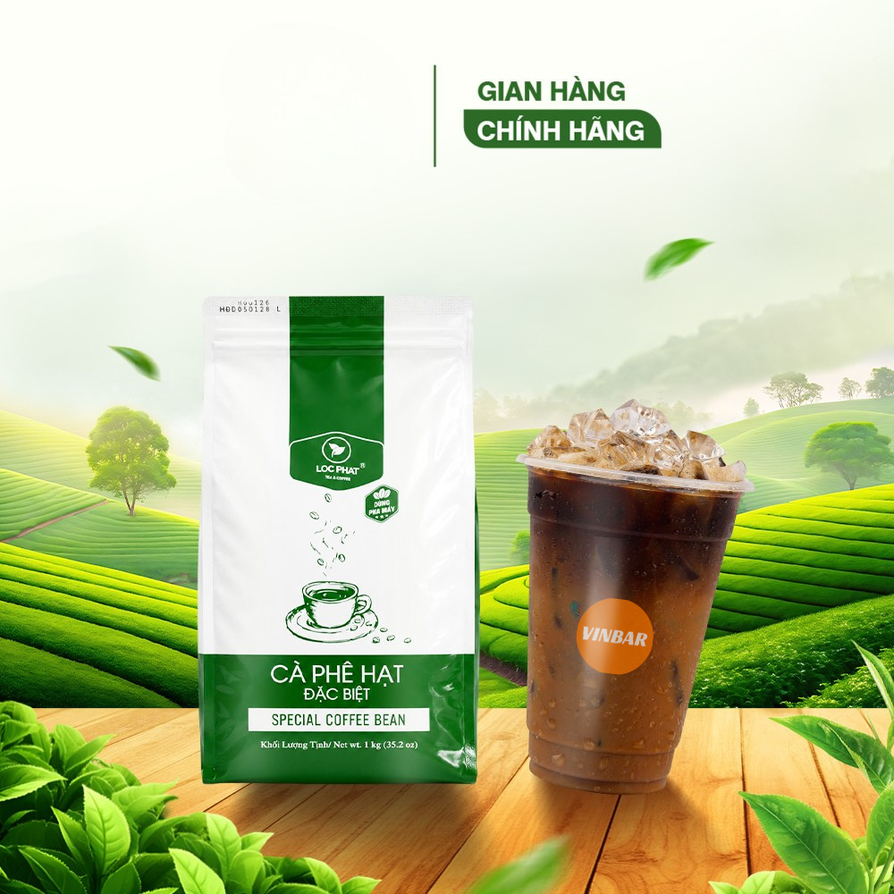 CÀ PHÊ HẠT ĐẶC BIỆT LỘC PHÁT - PHA MÁY 1KG  (12 BỊCH/THÙNG)  (MUA 12 BỊCH GIẢM 2K/BỊCH)