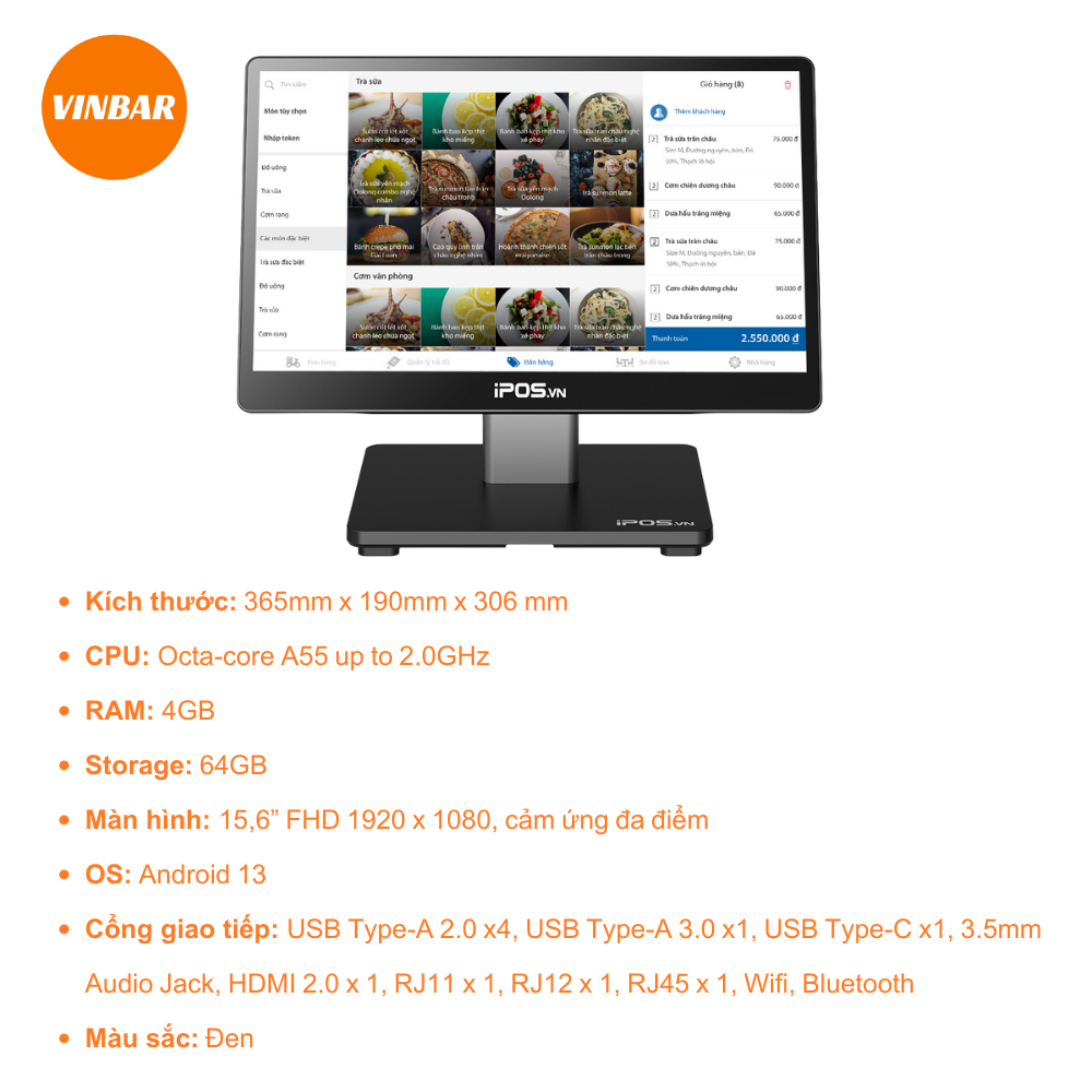 MÁY TÍNH TIỀN IAP302 RAM 4GB (PHẦN MỀM 1 NĂM FABI)