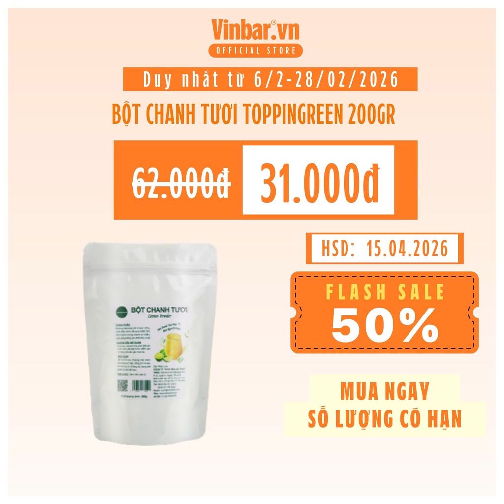 BỘT CHANH TƯƠI TOPPINGREEN 200GR