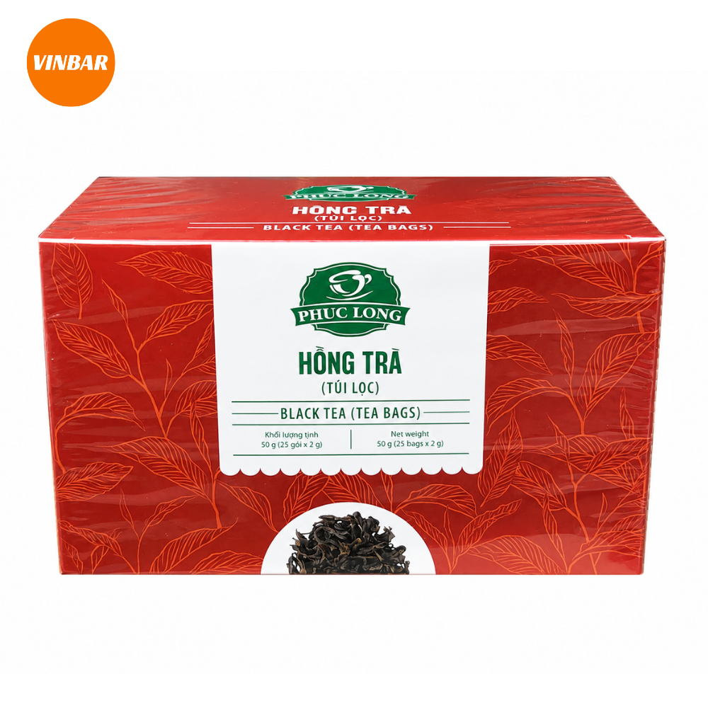 TRÀ TÚI LỌC PHÚC LONG HỒNG TRÀ 50GR ( 25 GÓI x 2 GR) (MUA 20 HỘP GIẢM 2K/HỘP)