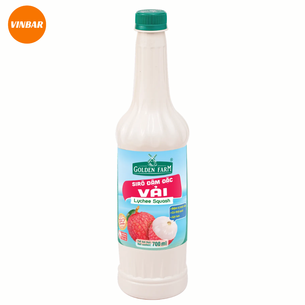 SIRO VẢI ĐẬM ĐẶC GOLDEN FARM 700ML (12 CHAI/THÙNG)