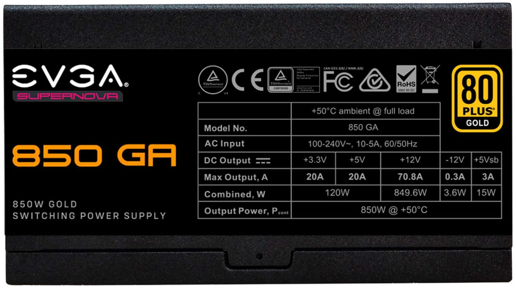 NGUỒN 850W EVGA SUPERNOVA 80PLUS GOLD MODULAR NEW