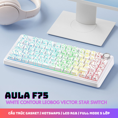 BÀN PHÍM CƠ AULA F75 WHITE CONTOUR LEOBOG VECTOR STAR SWITCH - HOTSWAP - LED RGB - 3 Mode Kết Nối - NEW