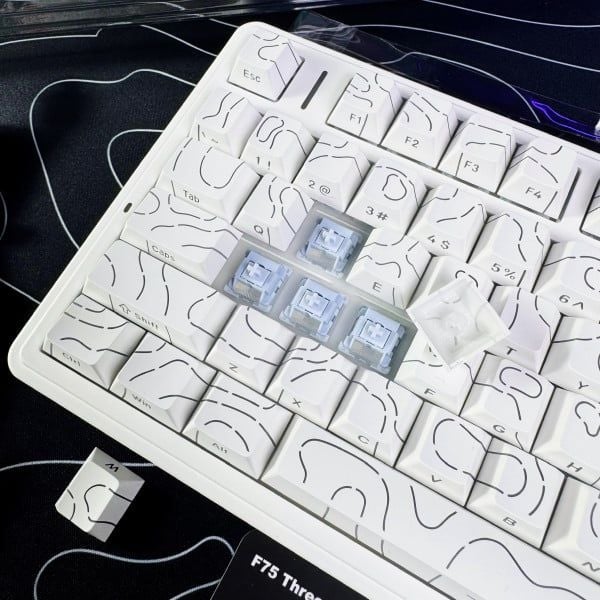 BÀN PHÍM CƠ AULA F75 WHITE CONTOUR LEOBOG VECTOR STAR SWITCH - HOTSWAP - LED RGB - 3 Mode Kết Nối - NEW