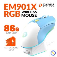 CHUỘT SẠC DAREU EM901X RGB SUPERLIGHT WIRELESS - BLUE