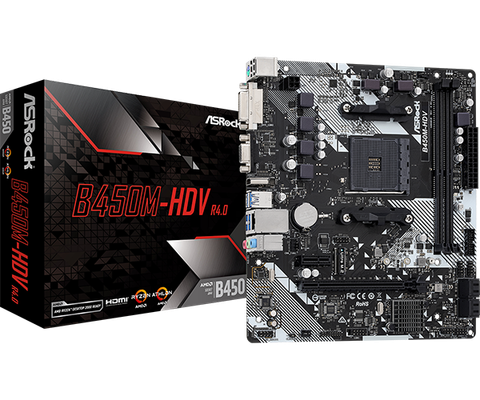 MAINBOARD ASROCK B450M-HDV R4.0 (AM4 / m-ATX/2xDDR4) NEW