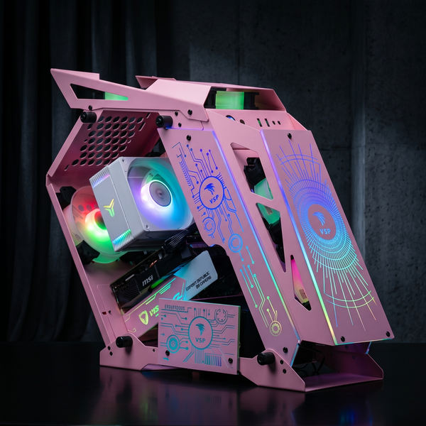 CASE VSP ES1 ROG M-ATX PINK (CHƯA KÈM FAN) NEW