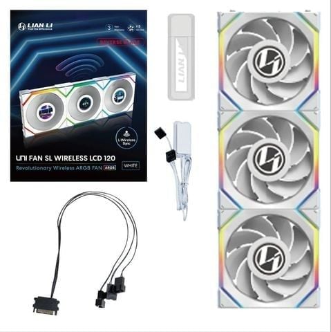 FAN LIAN LI UNI SL WIRELESS LCD 120 WHITE (BỘ 3 CÁI KÈM HUB USB)