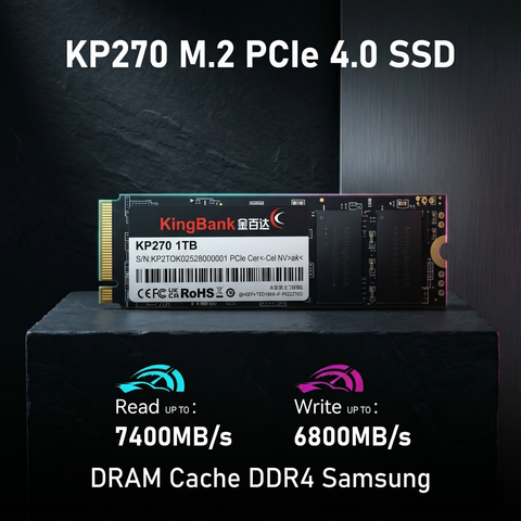 SSD 1TB KINGBANK 7400MB/s DRAM Gen4 KP270 SOARBLADE NEW