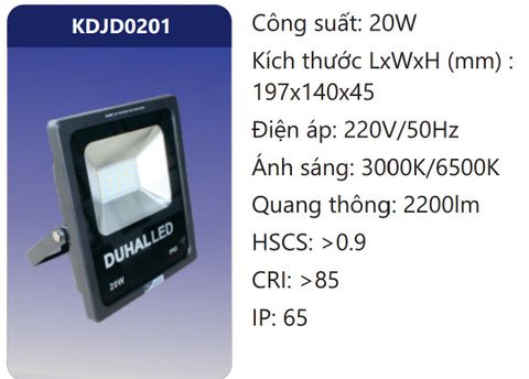  ĐÈN PHA LED 20W DUHAL KDJD0201 