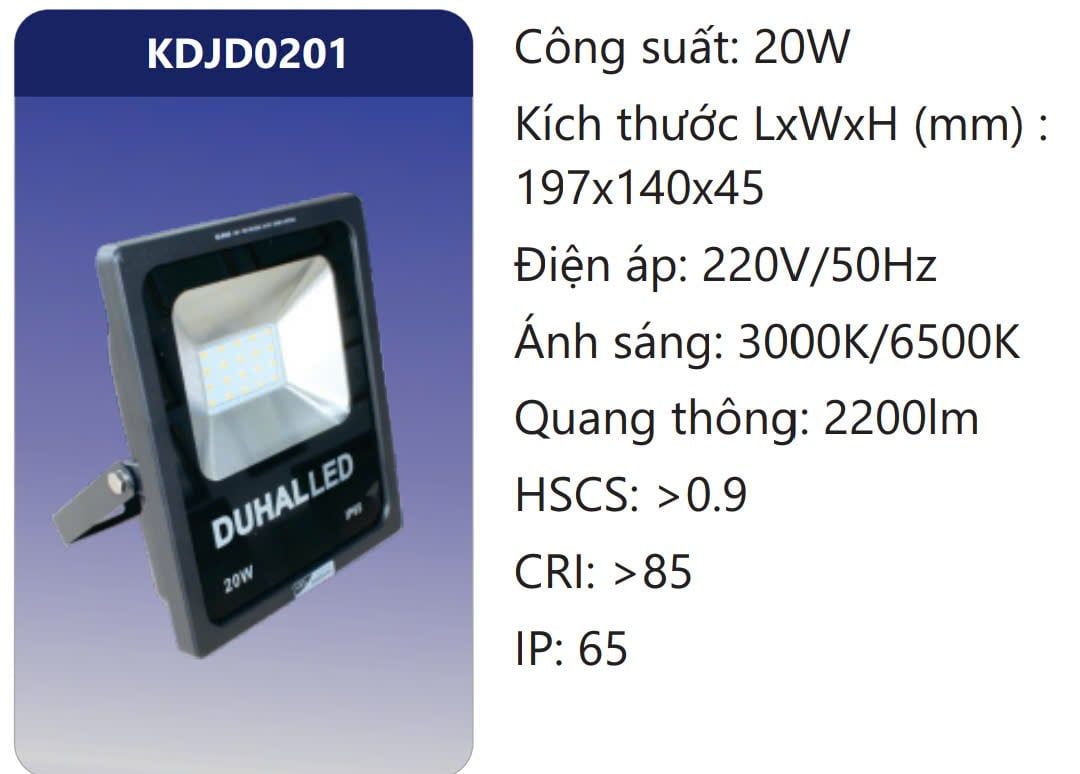ĐÈN PHA LED 20W DUHAL KDJD0201