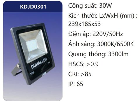  ĐÈN PHA LED 30W DUHAL KDJD0301 
