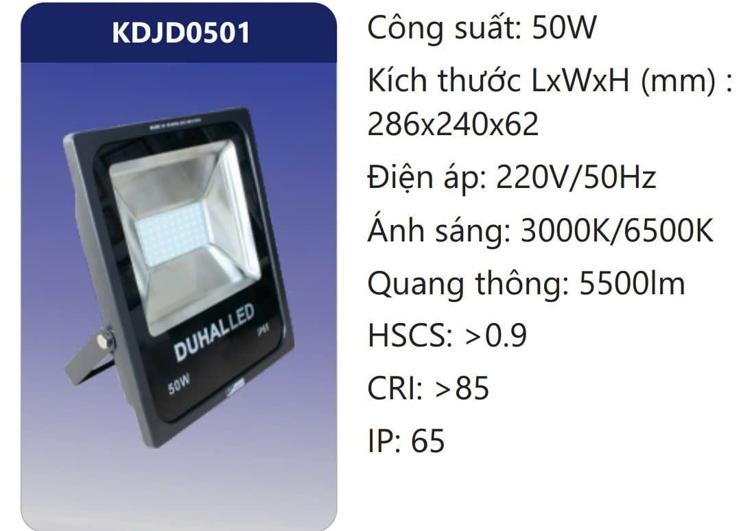 ĐÈN PHA LED 50W DUHAL KDJD0501
