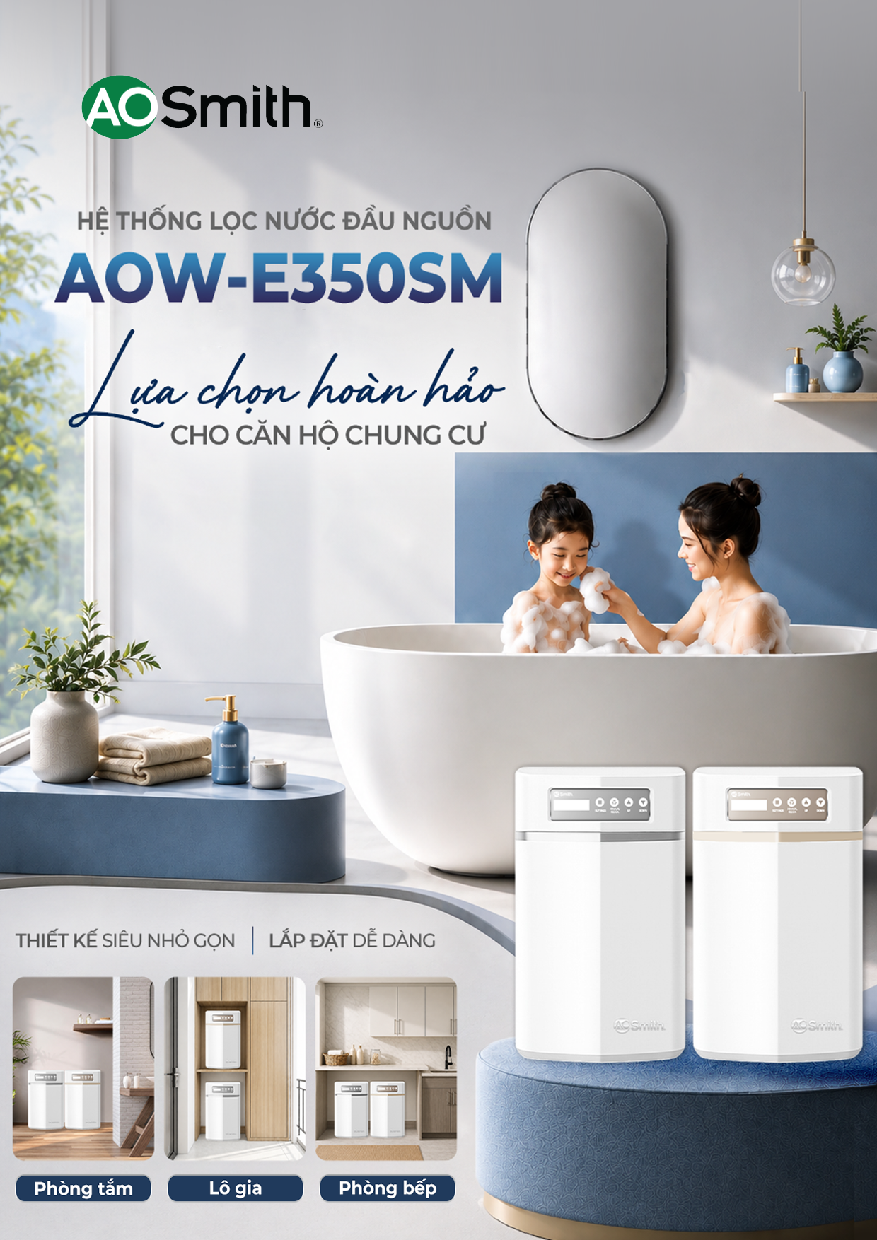 Hệ thống lọc nước đầu nguồn AOW-E350SM (Phù hợp căn hộ chung cư)