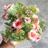 Hoa Giả-Chùm Hoa Hồng Nhí 6 Nhánh 30Cm