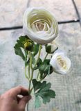 Hoa Giả-Hoa Trà Vải 2 Bông 2 Nụ 55Cm